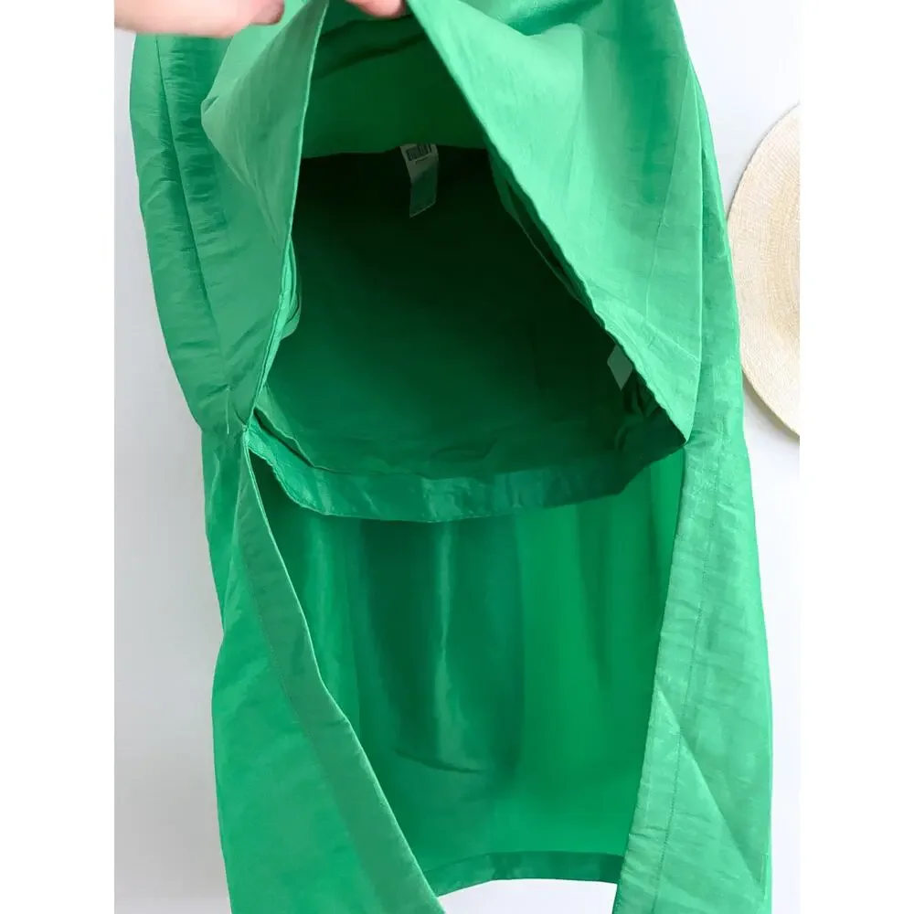 Anthropologie | Maeve Asymmetrical Sateen Skirt | Green | Sz 6 | NWT